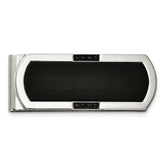 Chisel Stainless Steel Brushed and Polished Black IP-plated with Black CZ Money Clip